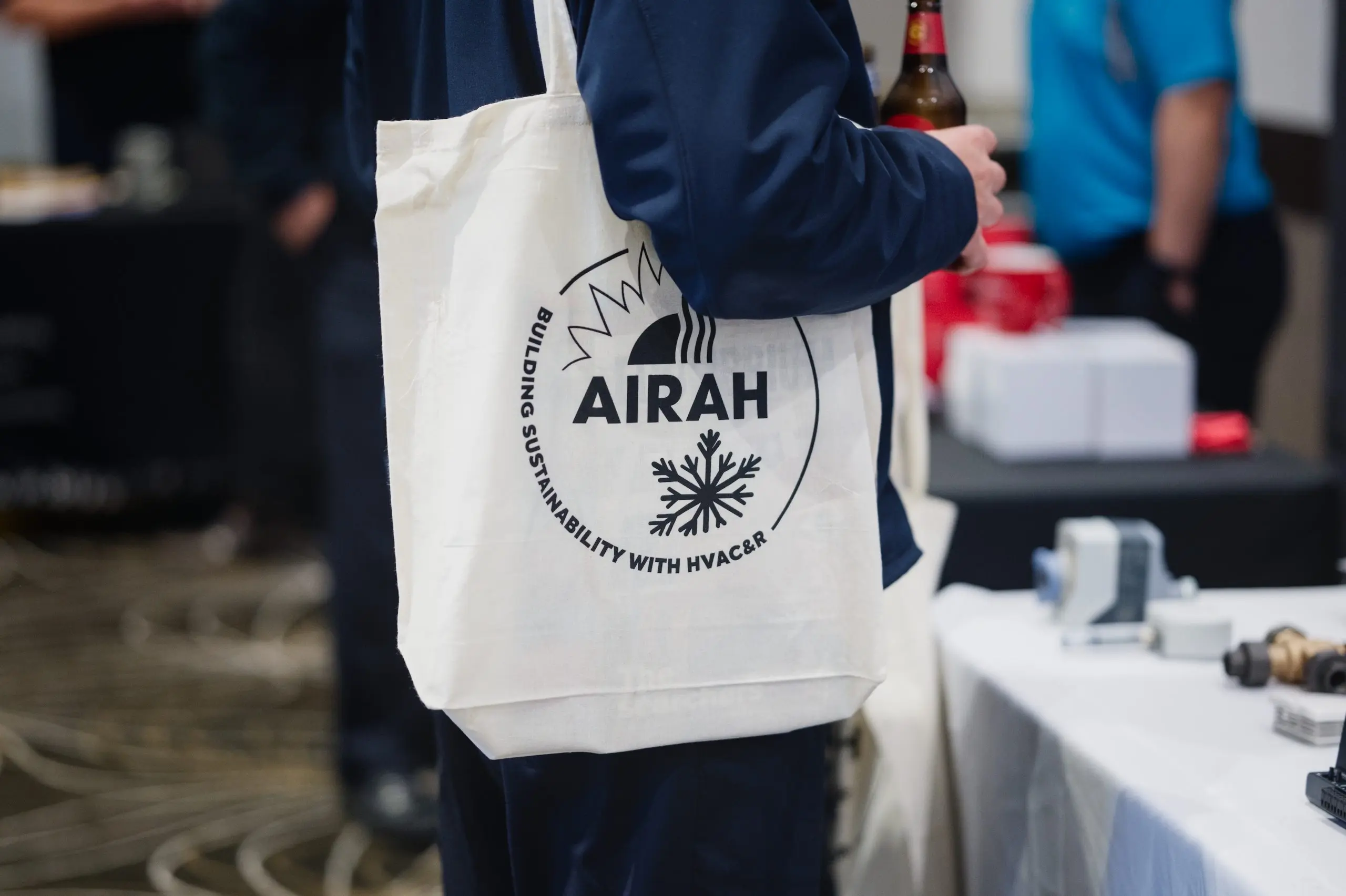 photo of calico bag with old AIRAH logo