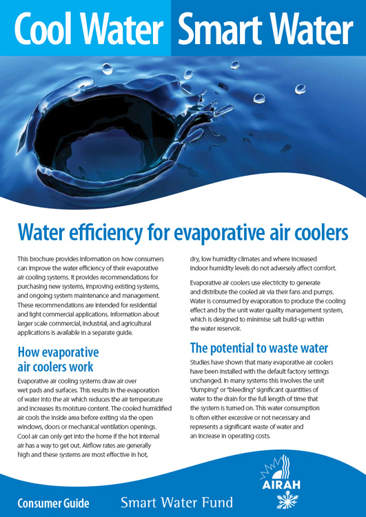 AIRAH x Smart Water Fund (SWF) brochure: Residential evaporative cooling – Water efficiency for evaporative air coolers