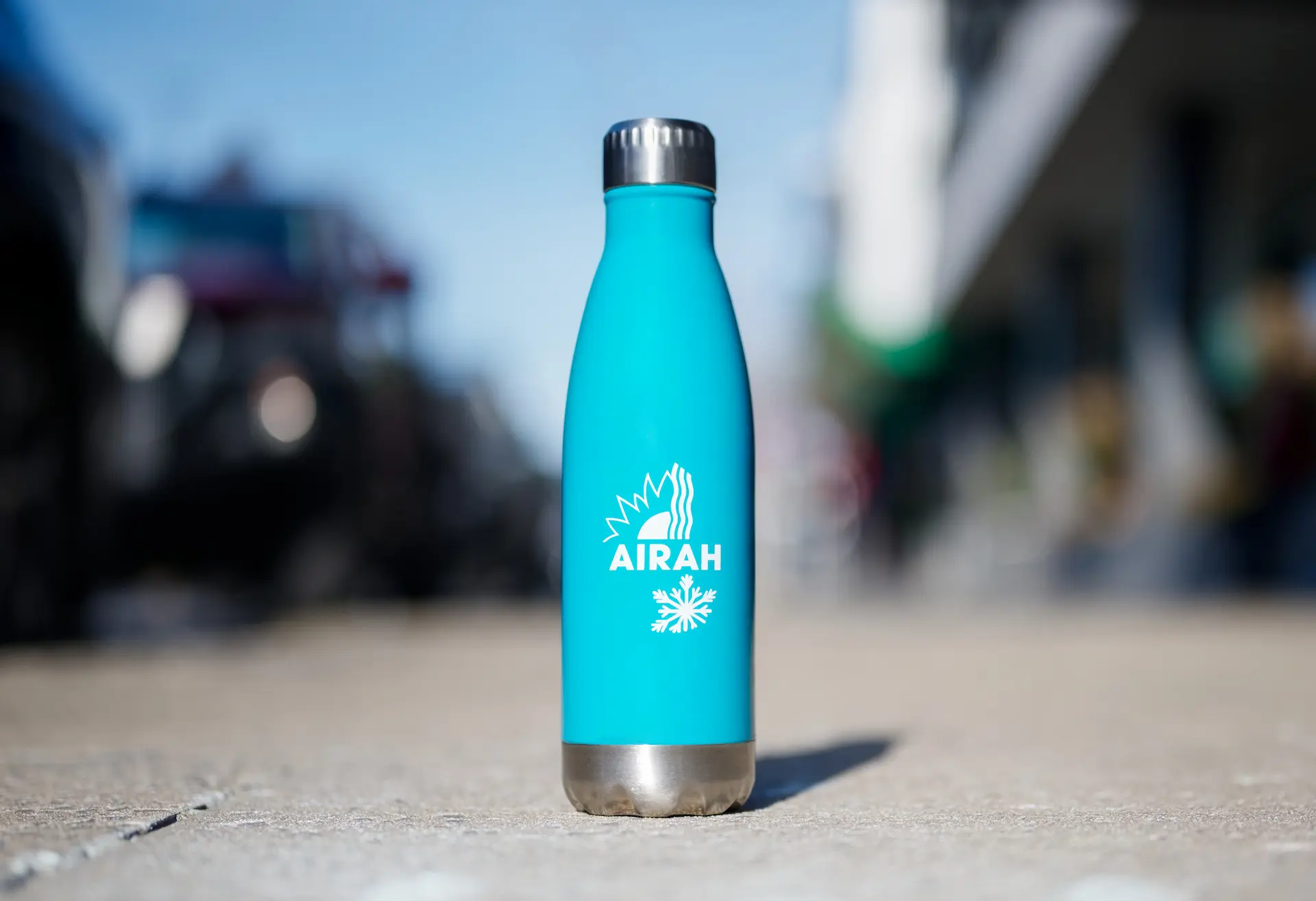 closeup photo of AIRAH branded water bottle
